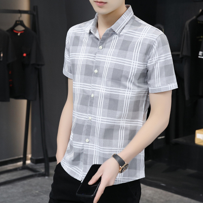 夏装新款短袖衬衫男潮流百搭半袖寸衫男士衬衣休闲男士衬衫短