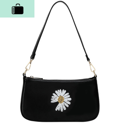 小雏菊法棍包法式腋下包2020新款潮牌单肩包简约斜跨包包NEW LAKE 黑色女士单肩包