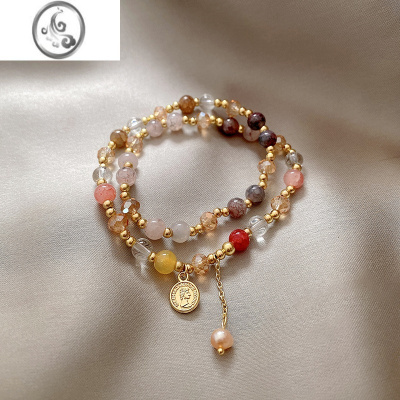 JiMi双层仿玉髓串珠手链女ins小众设计感高级轻奢手串百搭时尚手饰