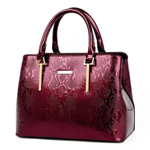 斯妮拉欧美青中年2023新款春夏季铂金包 时尚蛇纹压花OL手提包 大包单肩包斜跨包拉链女式包亮皮柳钉韩版潮斜挎包包