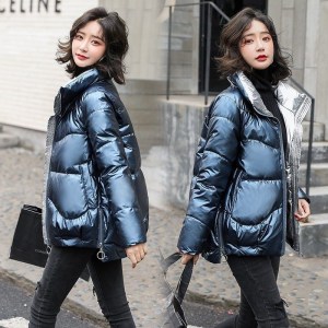亮面羽绒棉棉衣女2024冬装新款女式韩版面包服立领棉袄外套女棉服