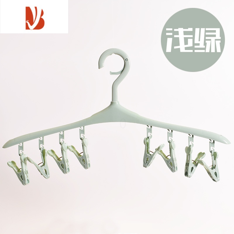 三维工匠{3只装}防风卡扣多衣架塑料衣服架内衣袜子晾晒衣架8夹子裤夹