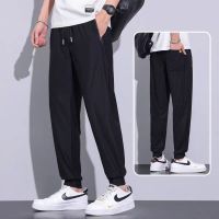 冰丝休闲裤男士夏季薄款宽松束脚潮牌工装裤春秋松紧腰长裤子