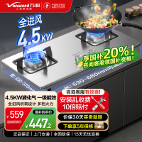 万和液化气燃气灶不锈钢面板 4.5KW火力嵌入台式两用灶具 一级能效 JZY-B7B53