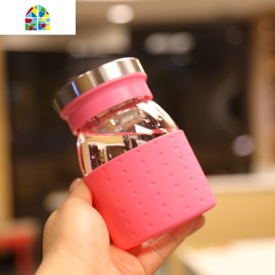 夏天带茶隔耐热高硼硅防爆耐热玻璃杯男女学生泡茶水杯提绳便携情侣杯 FENGHOU