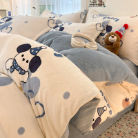 ins卡通加厚牛奶绒被套单件冬季保暖双面加绒被单宿舍单人被套