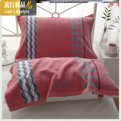 老式毛巾款棉枕巾一对装棉加厚毛圈欧式现代风情侣成人枕头巾 三维工匠