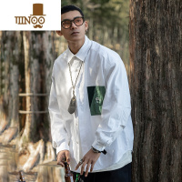 YANXUP白色日系复古衬衫男长袖宽松休闲青年男士衬衣外套潮