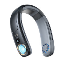 对伴2024夏季新款半导体制冷挂脖风扇USB充电大风力无叶空调风扇户外便携挂脖小风扇 蓝灰