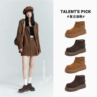 发泡底真皮马丁靴女冬季新款复古洋气短靴厚底休闲百搭靴子女