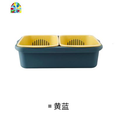 双层厨房洗菜盆塑料菜篮北欧风格家用大号洗水果盘镂空篮子 FENGHOU 黄黄色洗菜篮洗菜篮
