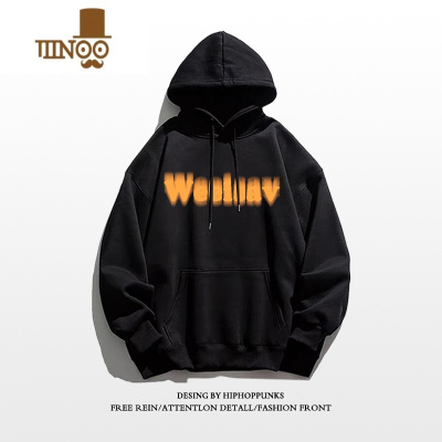 YANXU美式卫衣男连帽加绒加厚款高街流行痞帅外套上衣