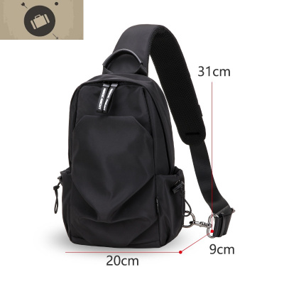 胸包男士运动休闲斜挎包潮牌单肩包青年2019年新款时尚小背包包艾狄伊娃斜挎包男炫酷黑