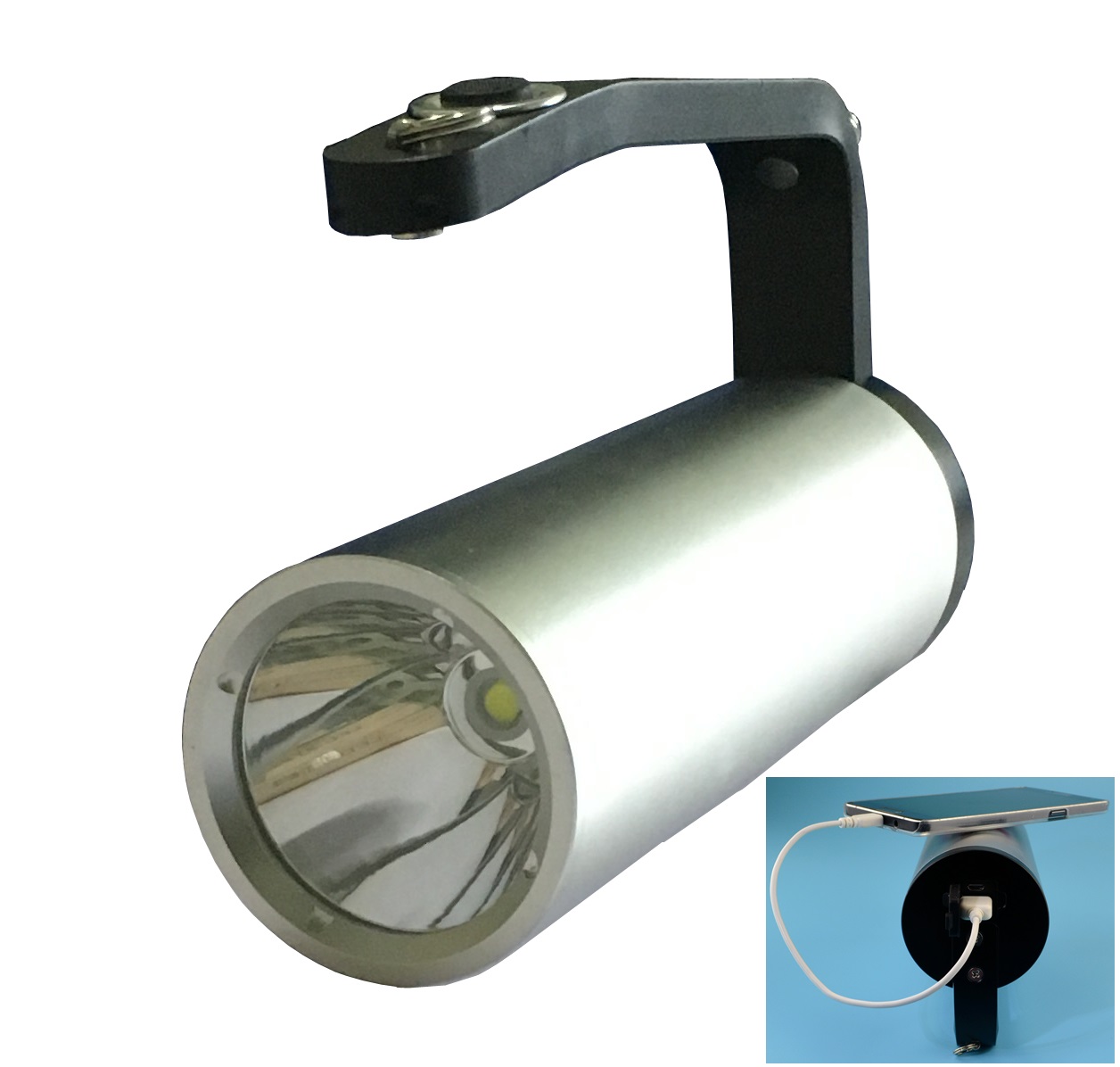 LHDQ领航电器 BZ4100B 固态手提防爆探照灯 15W DC8.7V 冷光 IP68 续航8h/16h 银色