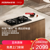 老板(Robam)55B7A-D2天然气灶 双灶家用5.2kW+70%热效率一级能效猛火灶 液化气