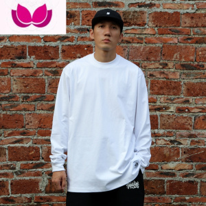 七斓bboy宽松 纯色t恤街舞嘻哈打底hiphop小领净色长袖poppin滑板