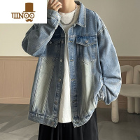 YANXU牛仔夹克男外套秋季宽松工装潮牌痞帅复古水洗感长袖上衣