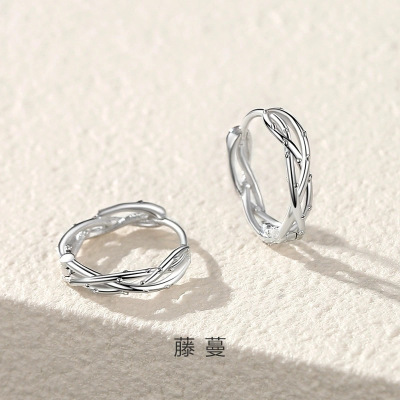 s999足银荆棘树枝耳扣女款韩版潮流森系耳环日韩个性轻奢耳饰批发送女朋友老婆情人节七夕生日礼物