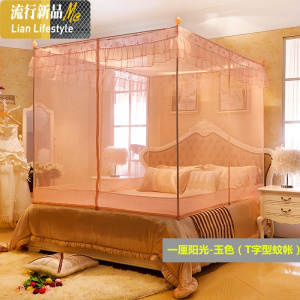 三开宝宝防摔蚊帐儿童加厚双人蒙古包全底拉链款纹帐1.8m床家用 三维工匠