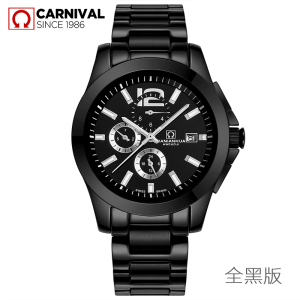 瑞士嘉年华Carnival手表男士全自动机械表 男休闲时尚金属精钢陶瓷腕表 夜光防水镂空男表8678G