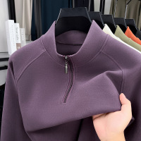 半拉链立领卫衣男秋季新款德绒舒适百搭休闲宽松男士打底衫