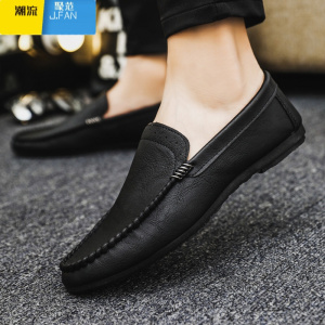 聚范2024韩版百搭潮流休闲鞋透气防滑开车男鞋春季一脚蹬豆豆鞋潮单鞋