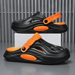 春夏季居家休闲懒人透气多色平底洞洞鞋舒适沙滩外穿男士懒人鞋