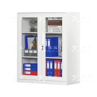 臻远 ZY-WJGC-83 文件柜窄边矮柜拆装档案柜落地书柜 760玻璃门白色