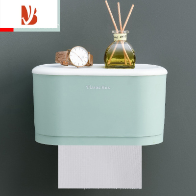 三维工匠简约卫生间纸巾盒免打孔厕所防水抽纸盒卷纸筒壁挂式卫生纸置物架 升级款浅绿大号[适用所有纸巾]