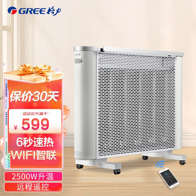 格力(GREE)取暖器NDYQ-X6025B家用WIFI智控节能省电热膜取暖气加湿防烫电暖气速热电暖器