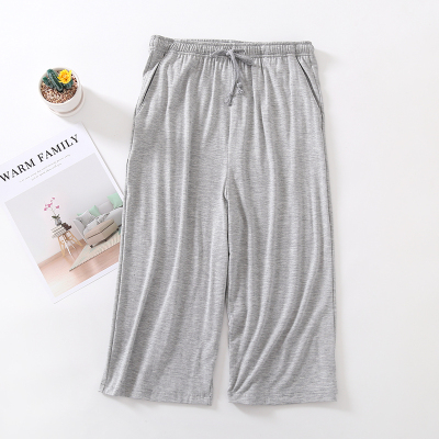 SUNTEK舒适莫代尔棉睡裤七分裤男夏季薄款宽松大码7分短裤空调裤家居裤