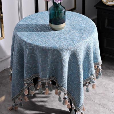 家柏饰(CORATED)圆形茶几台布客厅家用小圆桌格子桌布现代简约正方形方桌盖布布艺