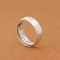 银戒指男女9999纯银简约哑光复古素面宽版磨砂开口可调节刻字指环送女朋友老婆情人节七夕生日礼物