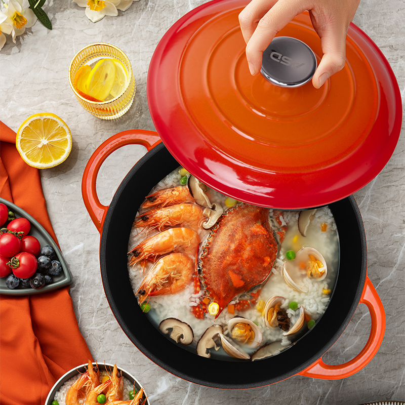 爱仕达珐琅瓷汤锅TF22Q3TG-O 22cm大口径燃气灶单底有盖汤锅轻奢设计3.8kg