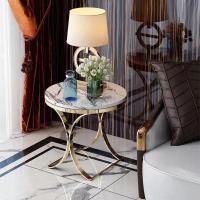 森美人轻奢大理石圆形边几沙发客厅柜角几组合阳台茶桌意式金色茶几