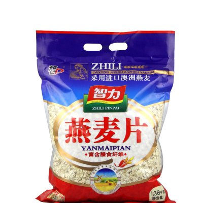 智力 早餐谷物 营养早餐 膳食纤维 即食免煮 纯燕麦片1380g