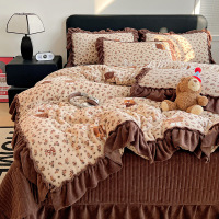 花边冬季保暖双面绒床单床笠加厚绒套件_382