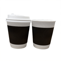 优诗提念YSTN-ZB010一次性咖啡瓦楞纸杯带盖100.00 个/箱 (计价单位:箱)黑色
