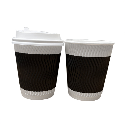 优诗提念YSTN-ZB010一次性咖啡瓦楞纸杯带盖100.00 个/箱 (计价单位:箱)黑色