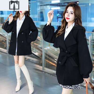 SUNTEK风衣女短款秋冬百搭新款2020小个子收腰时尚减龄显瘦百搭洋气外套风衣