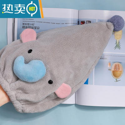 敬平浴帽洗头干发帽女可爱吸水速干加厚2021新款长发包头巾干发巾 深空灰成人款