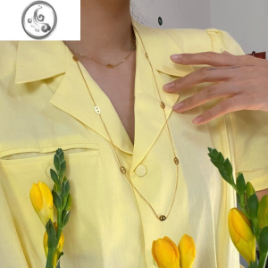 JiMi734长款钛钢不掉色双层猪鼻子长款项链简约毛衣链小众高级感叠戴