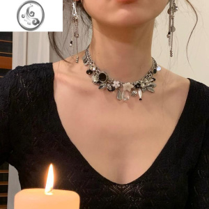 JiMi《野玫瑰》花朵项链复古轻奢水晶时髦锁骨链小众优雅拼接颈链 野玫瑰项链