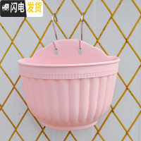 三维工匠阳台客厅悬挂墙式壁挂半圆创意绿萝吊兰式塑料花盆装饰送挂钩配件 粉色6个(送配件) 中等[长21cm]花盆容器