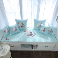 家柏饰(CORATED)北欧高密度乳胶飘窗垫窗台垫定做榻榻米阳台海绵垫沙发毯坐垫 花好月圆 12cm飘窗垫