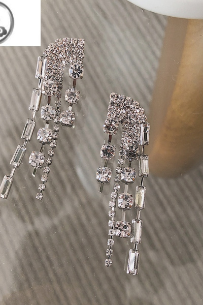 JiMi耳边铛160满钻超闪流苏耳环夸张长款气质镶钻耳钉网红个性ins耳坠