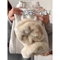 冬季运动裤女新款加绒加厚小个子棉裤外穿直筒休闲阔腿卫裤子