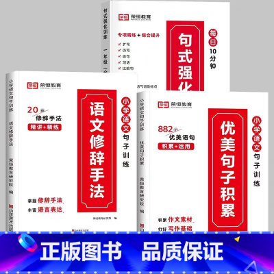 热卖[全3册]句式训练+优美句子+语文修辞 小学五年级 [正版]荣恒 小学语文句式强化训练扩句仿写组词造句照样子写句子强