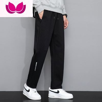七斓加绒加厚裤子男士新款直筒宽松休闲裤冬季运动长裤潮牌卫裤