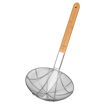 不锈 钢笊篱密孔细孔木柄密网漏勺 30目密网直径32cm